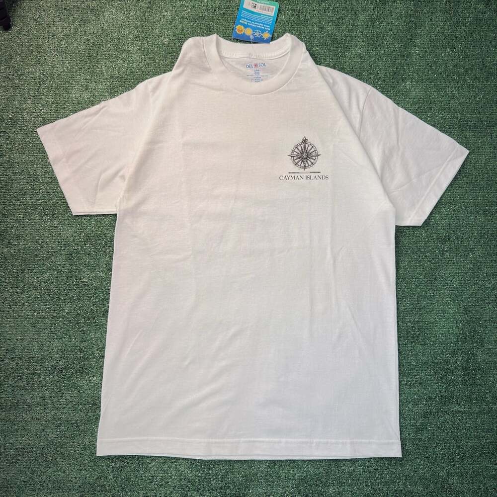 Del Sol White Cayman Islands Compass Graphic T-Shirt